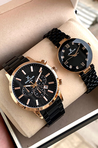 Daniel Klein Orijinal 2 Yıl Garantili Çift Sevgili Kol Saati Siyah Kordon Çel...