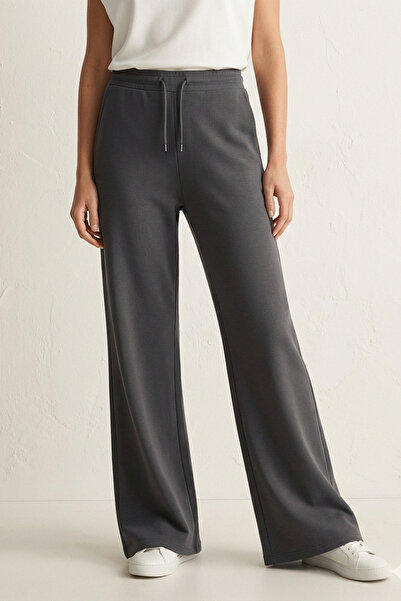 Elemge بنطلون رياضي نسائي من القطن، خصر عالي، لون أنثراسيت، تصميم ضيق، قصة وا...