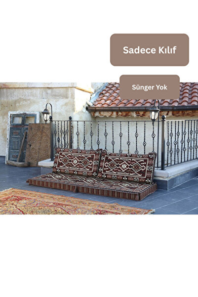 BAKIRÖZÜ HOME Şark Köşesi Takımı | 4 Parça Anadolu Kahve Boş Kılıf ( Süngersiz)