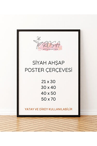 Rosaart Siyah Doğal Ahşap Poster ve Resim Çerçevesi Boş Çerçeve - 21x30 (A4) ...