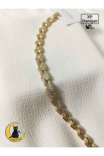 XUPING JEWELRY POKAK Xuping 14K Altın Kaplama Zirkon Taşlı Arpa Vip Bileklik-...