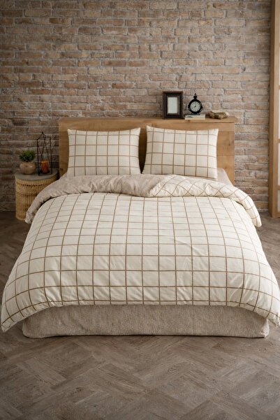 Almira Rustic Square Patterned Cotton Double Fitted Sheet Duvet Cover Set |  ...