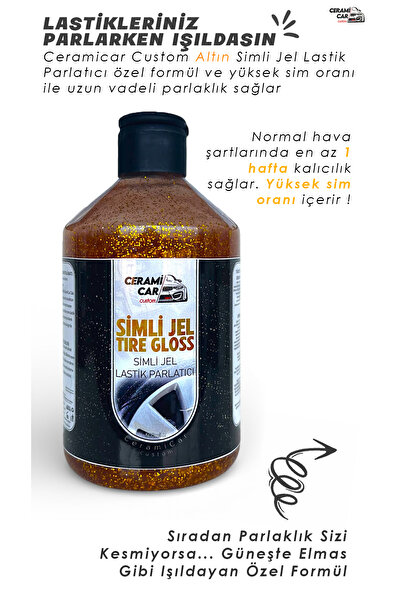 Ceramicar Custom Altın Simli Jel Lastik Parlatıcı + Hediye Uygulama Süngeri -...