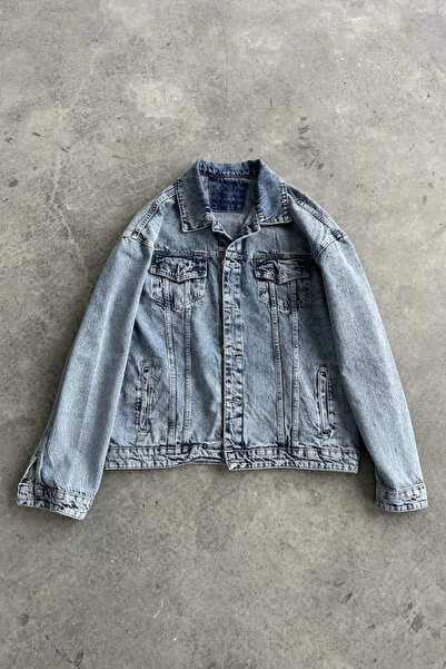 Wonraces Men's Blue Regular Pocket Buttoned Denim Jacket