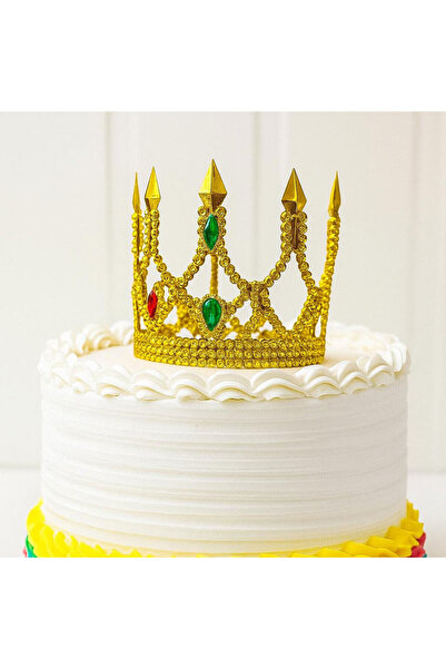 Skygo تاج كعكة رفيع ذهبي لامع من مادة بلاستيكية مقاس 8 × 8 سم