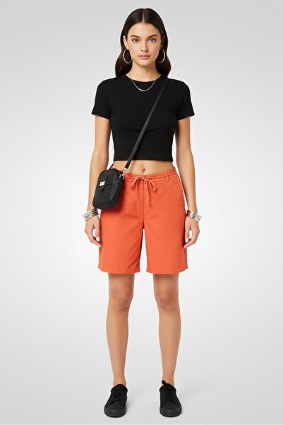 Lacoste Women Embroidered Logo Basic Shorts, Rust