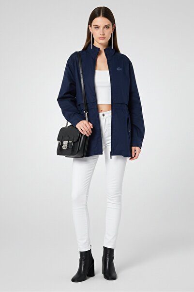 Lacoste Women Embroidered Wind Breaker Jacket, Navy Blue
