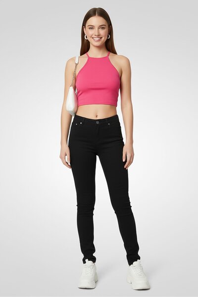 Karl Lagerfeld Women Regular Fit Plain Stretchable Denim, Black