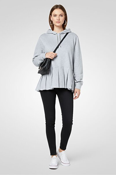 Lacoste Women Drawstring Embroidered Logo Long Sleeve Hoodie, Light Grey