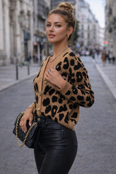 get crazy collection Leopar Desenli Hırka