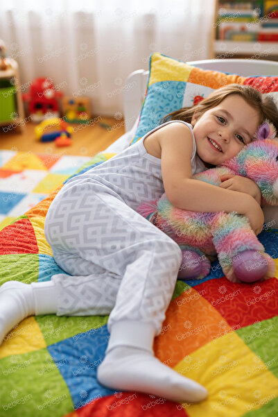 bebegen Unısex Açık Gri Kareli Desenli Uyku Tulumu