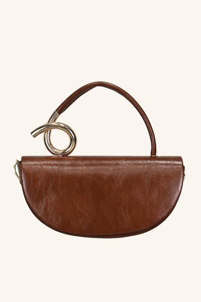 birizmoda Geantă de mână și de umăr Aura cu detalii metalice - maro