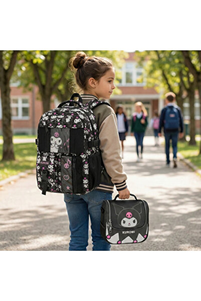 Famebag مجموعة حقيبة الغداء وحقيبة القلم من Kuromi للمدرسة الابتدائية والثانوية