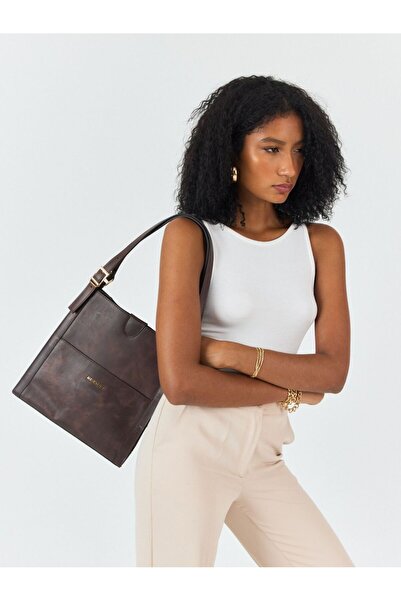 Meskanto Geantă de umăr pentru femei Bella din piele naturală