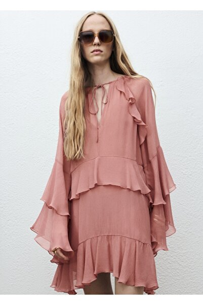 MANGO Woman Fırfırlı kısa elbise