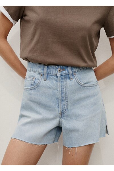 MANGO Woman Paçaları dikişsiz denim şort