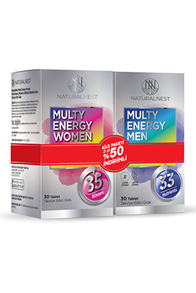 Naturalnest Multi Energy Women 30 Tablet + Men 30 Tablet Aile Paketi