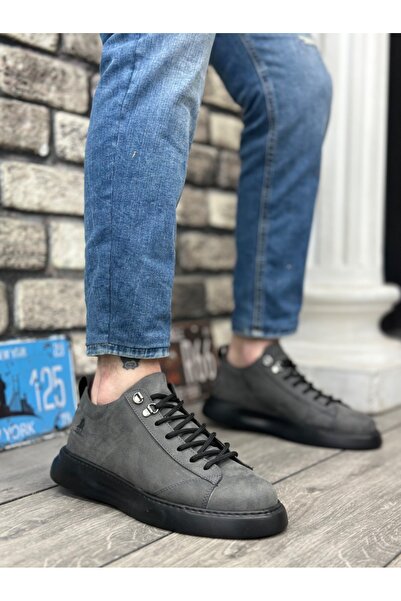 BOA Ba0331 Lace-Up Men's High Sole Smoked Skin Sports Shoes