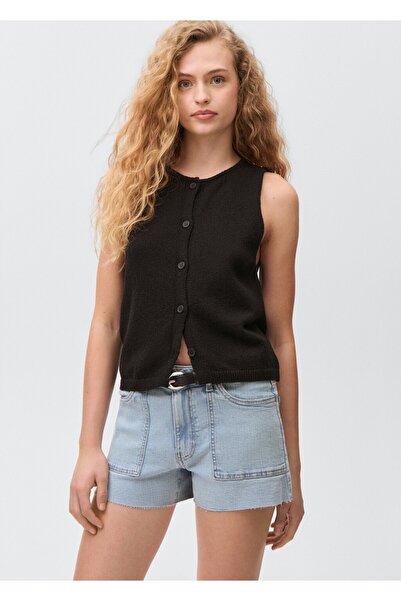 Mango Teen Paçaları dikişsiz denim şort