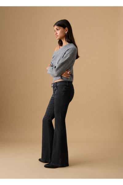 Mango Teen Düğmeli flared jean pantolon