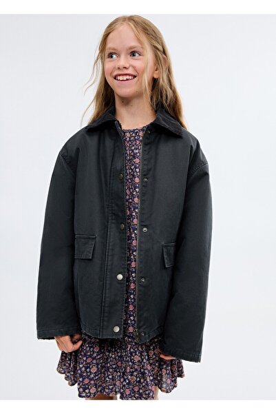 MANGO Kids Kontrast yaka denim parka