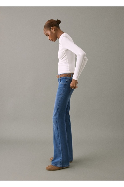 Mango Teen Düşük belli flare jean pantolon