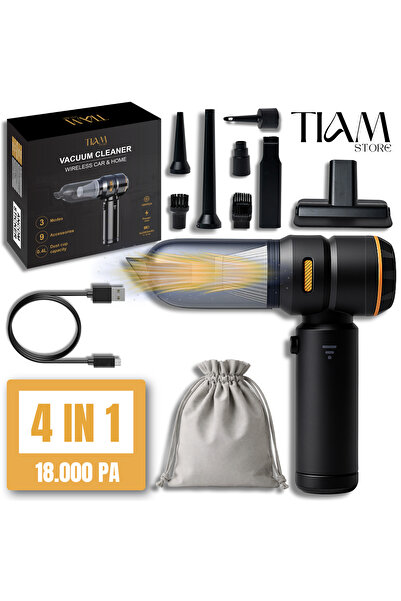 tiam store Aspirator Auto Portabil 4-in-1, 3 Trepte, Baterie 6.000 mAh USB-C,...