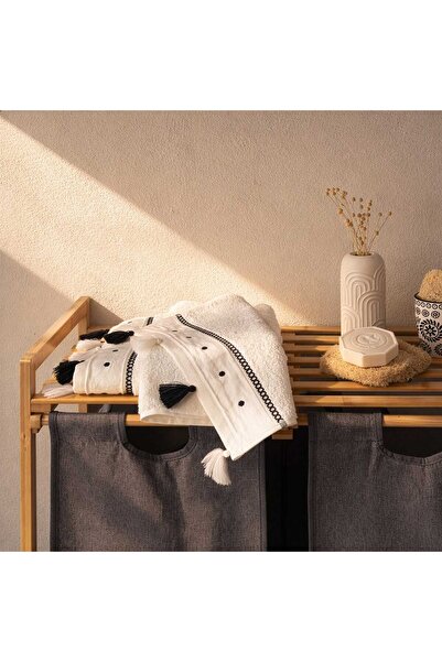 Evidea Πετσέτα χεριών Soft Piene - Εκρού / Μαύρο - 30x50 cm