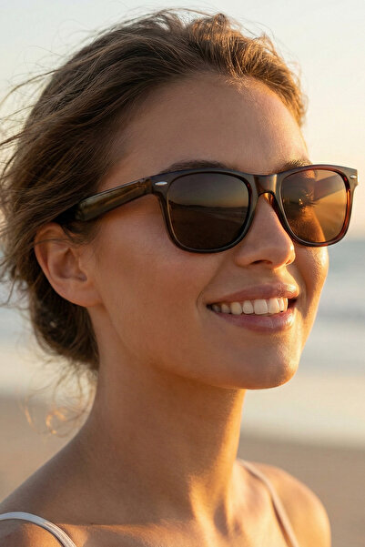 Duke Nickle Thick Handle Wide Ekartman Unisex Brown Sunglasses - Dn1044khv