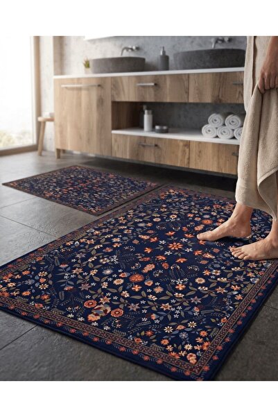 Homiko Etnik 2 Desenli 2'li Büyük Boy Banyo Paspas Seti