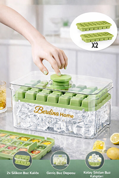 Berdina Home قالب ثلج مربع مكون من 56 قسمًا، قالب مكعبات ثلج محمول، قالب ثلج ...