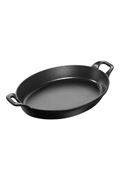 STAUB Cast Iron Plate Oval 32 cm Black