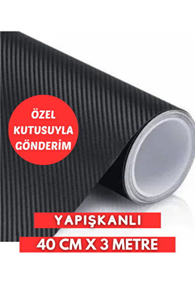 AUTOFOLYO Siyah Karbon Fiber Folyo 40 Cm X 3 Metre Kaplama Folyosu Yapışkanlı