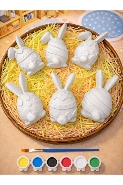 Atölye yüksel Hareketli Yumurtalar Taş Boyama Seti = 6 Taş + 6 Renk Boya + 1 ...