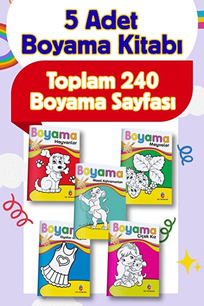 Genel Markalar Kalın Boyama 5 Kitap Takım - 240 boyama sayfası