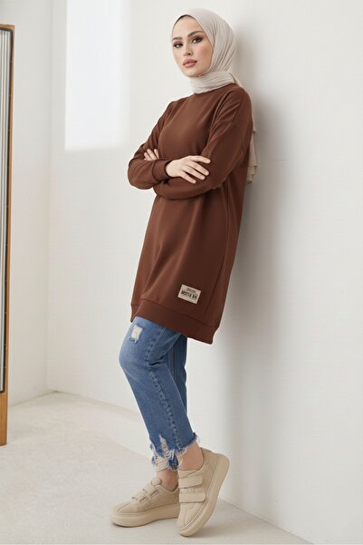 Bestenur Armalı Yırtmaç Detay Tunik 1665 - Kahve