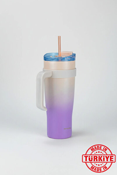 Bernardo كوب ترمس ألتو مع ماصة، وردي اللون، سعة 1000 مل (صنع في تركيا)