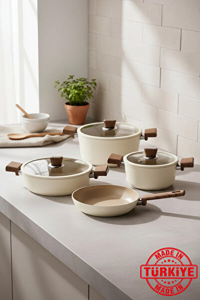 Bernardo طقم أواني طهي سيراميك من ماياسا مكون من 7 قطع، لون عاجي (صنع في تركيا)