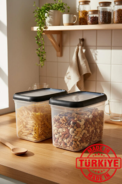 Bernardo حاوية تخزين هايد بلس مكونة من قطعتين باللون الأسود (2 × 1.9 لتر) (صن...