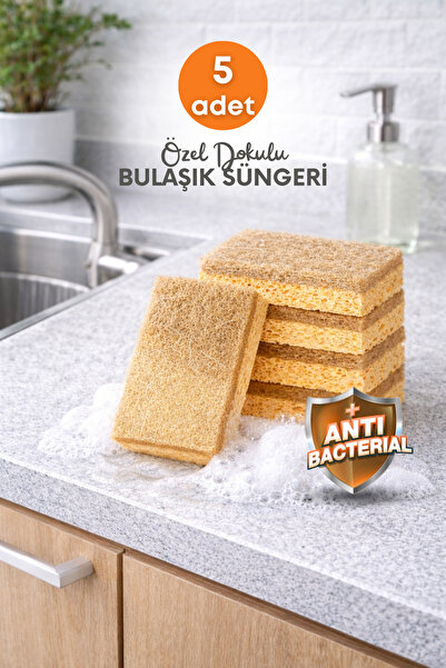 grimorlife 5 قطع من إسفنجات الأطباق المسطحة الليفية - مجموعة إسفنجات تنظيف ال...