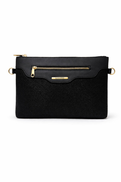 Sanmorris Portofoliu din piele artificială cu mozaic negru - cu cruce reglabi...