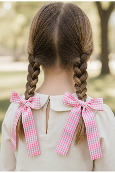 Toka Sepetim Pembe Ekose Fiyonk Toka 1 Çift