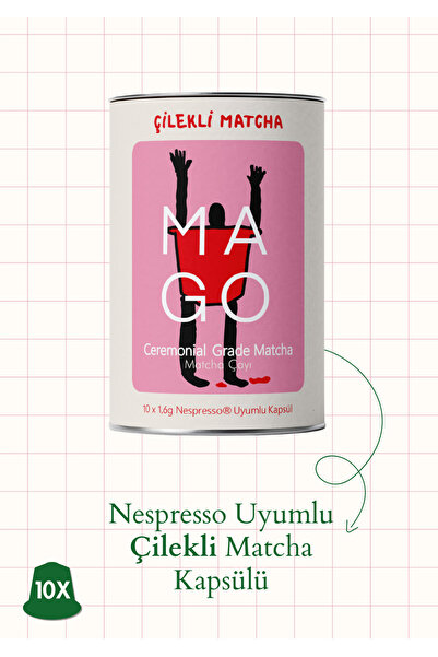Mago Matcha Çilekli Ceremonial Grade Matcha Nespresso® Uyumlu Kapsül