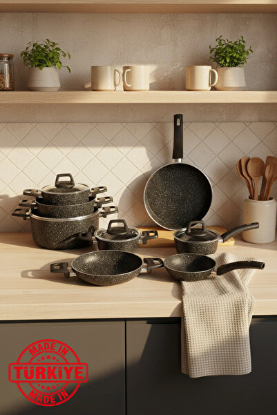 Bernardo طقم أواني طهي أنيتا مكون من 13 قطعة باللون الأسود (صنع في تركيا)