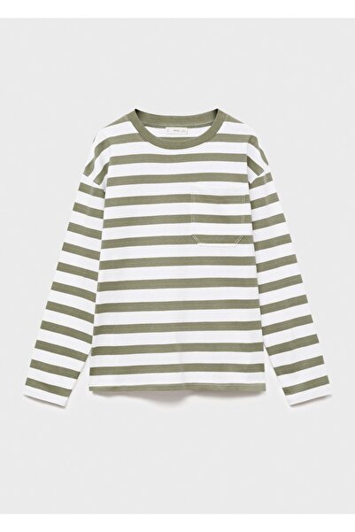 MANGO Kids Göğüs cepli çizgili tişört