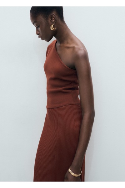 MANGO Woman Asimetrik triko elbise