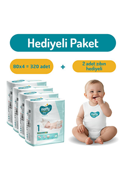Moffy Jumbo Newborn No 1 Bebek Bezi (80 x 4) 320 Adet + 2 Adet Zıbın Hediyeli