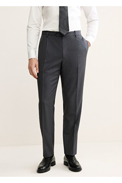 MANGO Man %100 İtalyan yünlü flanel kumaş pantolon