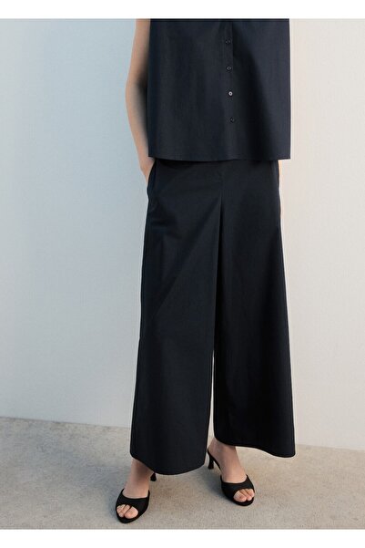 MANGO Woman Beli bağcıklı düz kesim pantolon