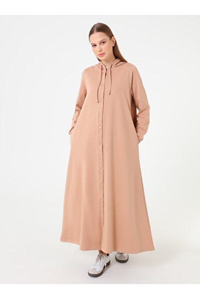 Benin Αθλητικό καπέλο/παλτό με κουκούλα με λεπτομέρεια κουκούλας - Σκούρο κρεμ -